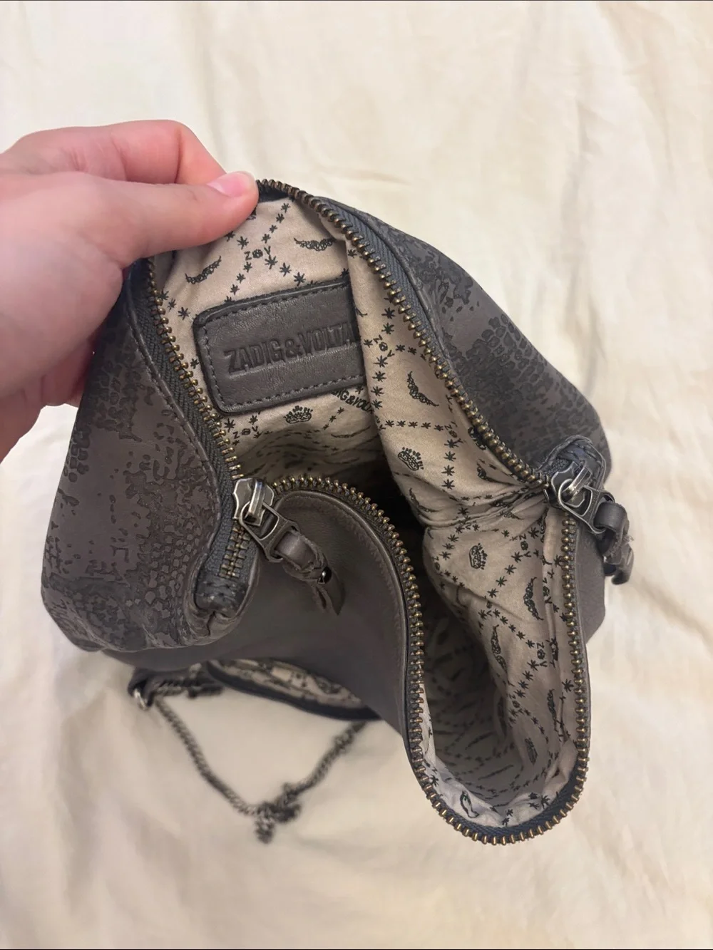Studded Gray Skull Crossbody Bag